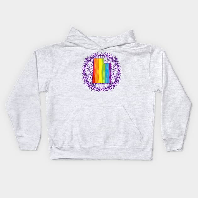 Utah Mandala Pride Kids Hoodie by Manfish Inc.